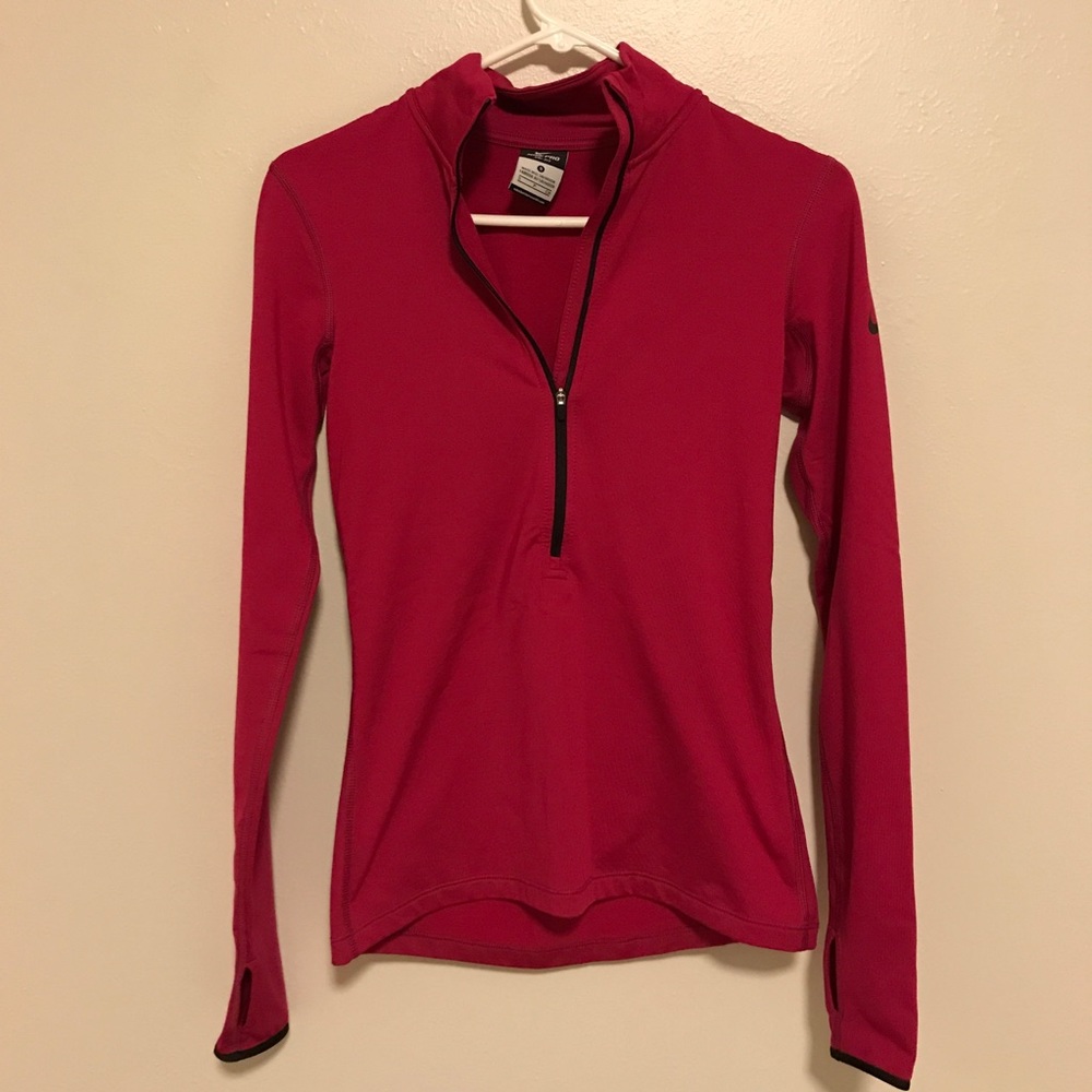 Pink Nike Dri Fit PRO Hyperwarm Half Zip size small